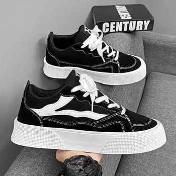 Fashion Men s Canvas Shoes Fashion Solid Color White Platform Sneakers Low top Casual Lace Up Male Comfortable Skateboard Sports Sneaker 39 синий