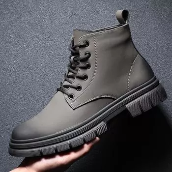 Fashion men s casual autumn winter boots lace-up original leather shoes tooling work boot outdoors cowboy platform ankle botas masculina 6.5