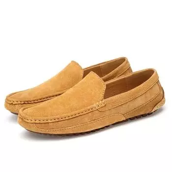 Fashion Men s casual leather shoes soft soled driving shoes fashionable loafers 38 светло-коричневого