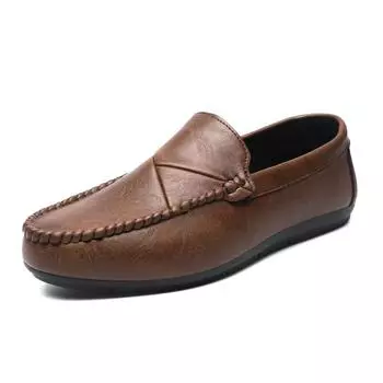 Fashion Men s Casual Shoes Genuine Leather Mens Slip-on Outdoor Loafers Moccasins Men Light Comfortable Driving Flats Shoes 6.5