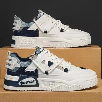 Fashion Men s casual shoes summer breathable thick sole comfort running shoes soft sole anti slip student s sports shoes male sneakers 39 синий