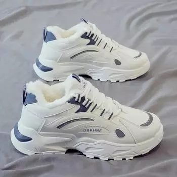 Fashion Men s Casual Shoes Winter White Warm Trendy All-match Non-slip Men Sports Shoe High Tops Velvet and Thickening Athletic Sneaker 39 белый