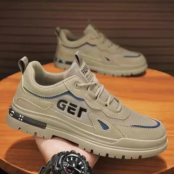 Модные мужские повседневные кроссовки для активного отдыха, дышащие, нескользящие, защитные туфли для мужчин, спортивные кроссовки на шнуровке, Zapatillas Hombre 39 хаки