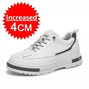 Fashion Men s Casual Sneakers 8CM 6CM Elevator Shoes White Sports Board Invisible Height Increase Shoes Black Leather Men Shoes 37