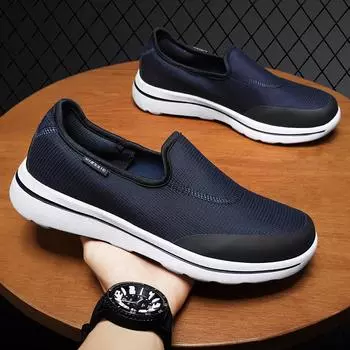 Fashion Men s Classic Canvas Shoes Casual Slip on Loafers Fashion Vulcanized Flat Shoes Non Slip Walking Skateboard Shoes Zapatillas 39 синий