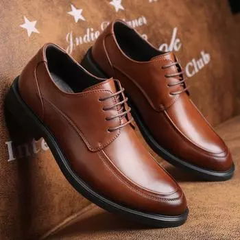 Fashion Men s Classic Retro Derby Shoes Mens Lace-Up Dress Business Office Shoes Men Heighten Leather Wedding Shoe Oxfords 37 чёрный