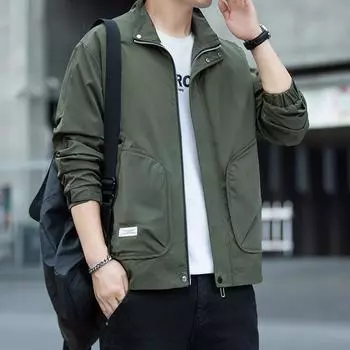 Модная мужская одежда, утолщенная и увеличенная стойка-воротник, мужская весенняя новая трендовая куртка с инструментами M чёрный