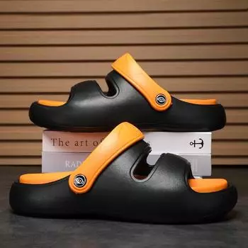 Fashion Men s EVA Slippers Summer Shoe for Men Non-slip Indoor Outdoor Beach Sandals Designed Trendy All-match Male Slide Popular Model 35 черный белый