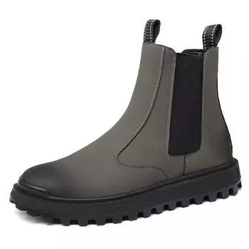 Fashion men s fashion chelsea boots grey original leather shoes cowboy autumn winter boot party banquet dress platform ankle botas mans 240