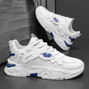 fashion Men s Fashion Platform Sneakers Autumn New Breathable Height-increasing Casual Shoes Men s Outdoor Versatile Vulcanized Shoes 39 белый