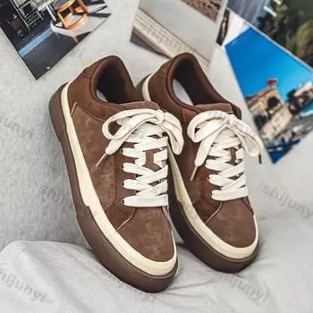 Модные мужские кроссовки весна осень новый дизайн удобные мягкие парусиновые туфли на подошве мужские повседневные кроссовки для бега спортивные туфли большого размера 46 39 коричневый