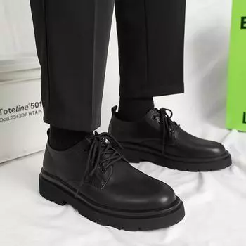 Fashion men s fashion wedding party dress leather shoes lace-up derby shoes brown gentleman platform footwear zapato hombre Size 38-48 38 чёрный