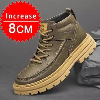Модные мужские ботинки Martin, увеличивающие рост, высокие мужские модные ботинки, увеличивающие рост, стельки 6/8 см, увеличивающие рост, мужская обувь 37