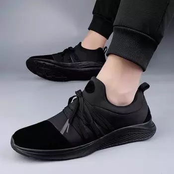 Fashion Men s Lace Up Black Sneakers Leather Casual Shoes Spring 2024 New Breathable Mens Shoes Tenis Male Flat Shoe Zapatillas Hombre 38 чёрный