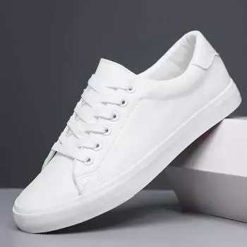 Fashion Men s Leather Casual Shoe Autumn New Sneakers Light Comfort Walking Shoes for Men Lace Up Flats Classic Little White Shoes Tenis 39 белый