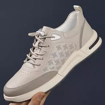 Fashion Men s Leather Casual Shoes Breathable Lightweight Summer Slip Resistant Walking Shoes Men’s Commuting Work Driving Shoes 38