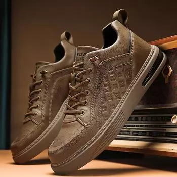 Fashion Men s Leather Casual Shoes Fashion Flat Luxury Designer Shoe Male Sneakers Pure Black Warm Thick Sole Soft Wear Low Top New 2024 39 чёрный