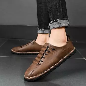 Fashion Men s leather shoes Minimalist gentleman style Wedding Party Outdoor Leisure Business Walking office Driving men s formal shoes 39 чёрный