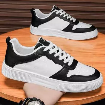 Fashion Men s New Breathable White Shoes Trendy Versatile Thick Soled Sneakers Soft Soled Platform Comfort Breathable Casual Board Shoes 39 чёрный