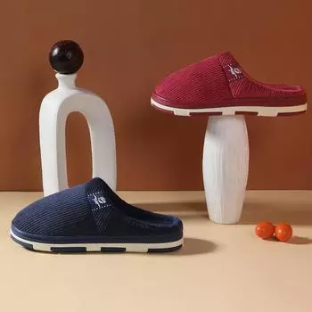 Fashion Men s New Cotton Slippers Winter Warmth Thickening Couple Stitching Plush Home Fabric Slippers 270(fit 39-40) темно-синий