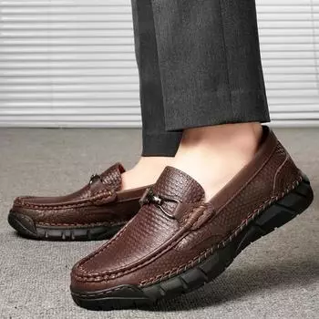 Fashion Men s New Soft Driving High Quality Flats Genuine Leather Loafers Shoes Business Dating Comfort Formal Party Shoes Big Size 48 38 чёрный