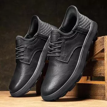 Модные мужские туфли-оксфорды, высококачественные новые альпинистские туфли, универсальные мужские повседневные туфли из натуральной кожи, толстая подошва, износостойкие 38 чёрный