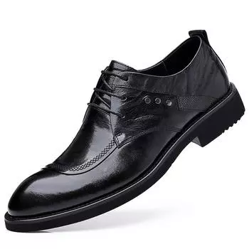 Fashion Men s pointed leather shoes Minimalist gentleman style Wedding Outdoor Party Leisure Business Office Men s Classic Black Shoe 38 чёрный