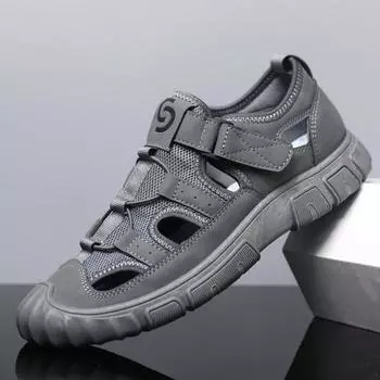 Fashion Men s Sandals Summer New Anti-slip Wear-resistant Beach Sandals Men Outdoor Non-slip Fashion Men Mesh Hollowed Wading Flip-flops 39