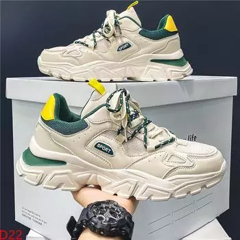 Модная мужская обувь 2024 года, новая сетчатая повседневная обувь, дышащая и нескользящая, студенческая спортивная обувь, толстая подошва, высокие кроссовки 39