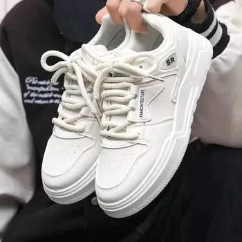 Fashion Men s Shoes 2024 New Trendy Lightweight Anti-slip Wear Sports Shoes White Platform Sneaker Breathable PU Casual Protection Shoes 39 коричневый