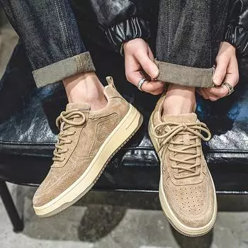 Fashion Men s Shoes Breathable Mens Vulcanized Sneakers 2024 Leather Men Lace-Up Casual Shoes Luxury Brand for Men Outdoor Walking Shoes 38 хаки