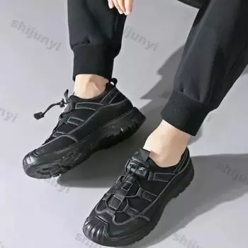 Fashion Men s Shoes Elastic Band Fashion Mens Sneakers New Brand Design Casual Hiking Walking Sneakers Chunky Comfortable Casual Sneaker 39 чёрный