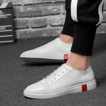 Fashion Men s Shoes Genuine Leather Lace Up Casual Shoes Italian Fashion Designer Skateboard Shoes Comfy Soft Soles Outdoor Sports Shoes 36 чёрный