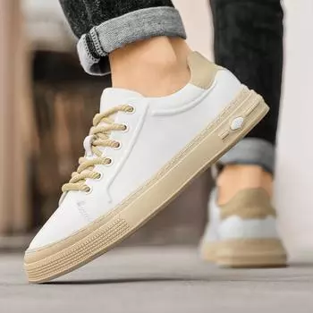 Fashion Men s Shoes High Quality Men Fashion Sneakers Handmade Lace-Up Flats All-match Classic Skate Shoes Men Mens Leather Casual Shoes 38 чёрный