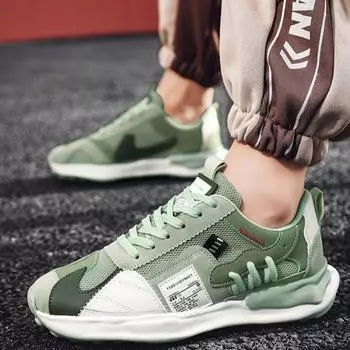 Модная мужская обувь, летние сетчатые дышащие кроссовки, удобные повседневные спортивные кроссовки для бега, молодежная мужская обувь с толстой подошвой в стиле ретро 39 бежевый