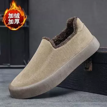 Fashion Men s Shoes Winter New Large Size Warm Outdoor Plush Casual Shoes British Style Comfortable Trendy Skateboarding Shoes 39 хаки
