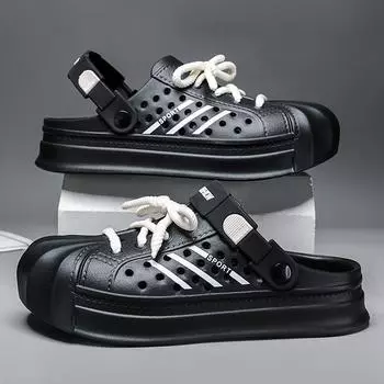 Fashion Men s Slip-on Waterproof Sandals Round Toe Male Summer EVA Water Shoe New Popular Men Outdoor Fishing Shoes Mans Slipper 38 чёрный