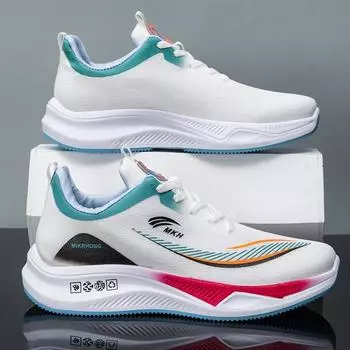 Fashion Men s Sneakers 2024 Autumn New Fashion Trend Sports Shoes Casual Breathable Lightweight Lace Up Wear-resistant Running Shoes 39 белый