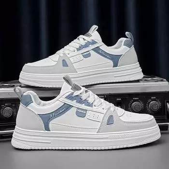 Fashion Men s Sneakers High Quality Leather Casual Shoe Platform Tennis Training Shoes for Men Lace Up Vulcanize Shoes Zapatillas Hombre 39 синий