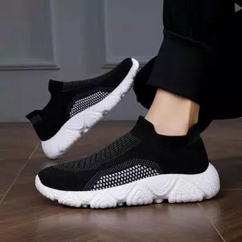 Модные мужские кроссовки Новые вулканизированные туфли Удобные дышащие эластичные сетчатые повседневные туфли Легкие туфли на платформе для походов на открытом воздухе 36 бежевый