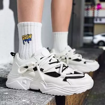 Fashion Men s Sneakers New Vulcanized Shoes For Men Punk Platform Walking Shoes Male British Style Sneakers Man Women 36 чёрный