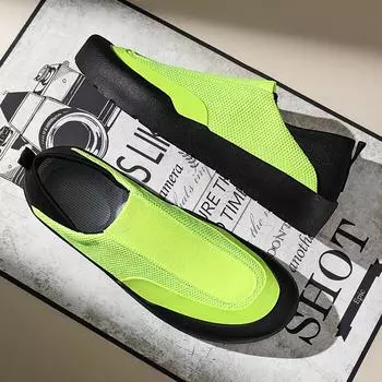 Модные мужские кроссовки, летние дышащие кроссовки для ходьбы, желтые мокасины, мужские повседневные туфли на плоской подошве, кроссовки для мужчин 39 зелёный