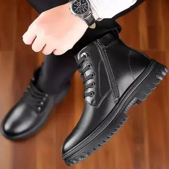 Fashion Men s Snow Boots Black Flat Ankle Male Winter Shoes Booties Warm Cold Proof Cotton Shoe Sale Casual Fashion Luxury Fur Brands 38