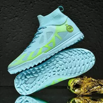 Fashion Men s Soccer Shoes FG/TF Non-Slip Turf Soccer Cleats Training Shoes High Quality Lace Up Outdoor Sneakers High Top Football Boot 35