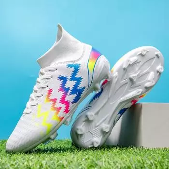 Fashion Men s Soccer Shoes TF/FG Non-Slip Turf Soccer Cleats Trend Design Shoes Comfortable High Top Sneaker High Quality Football Boots 38