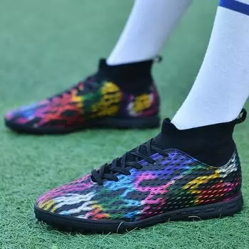 Модные мужские футбольные бутсы TF нескользящие бутсы для игры на траве кроссовки высококачественные удобные кроссовки высокие футбольные бутсы 35-46 35 белый