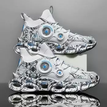 Fashion Men s Sports and Casual Shoes Fly Woven Breathable Blade Shoe High Elastic Running Shoe Large Size Non-slip Men Basketball Shoes 39 белый