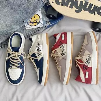 Fashion Men s Spring 2024 New Breathable White Shoes Trendy All-Match Shoes Men s Wear-Resistant Sports Casual Shoes 39 синий