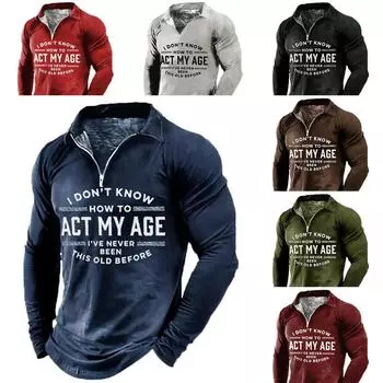 Модный мужской уличный стиль с принтом английских букв на молнии для гольфа, повседневный, с длинным рукавом, трендовый топ S светло-серый