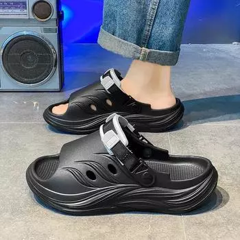 Fashion Men s Summer EVA Slippers Thick Bottom Hard-wearing Shoes Men Sandals Outdoor Women Slip-on Casual Beach Slides High Quality 36-37 хаки